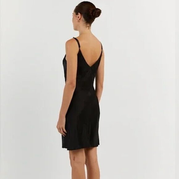 Dissh Black Satin Slip V-Neck Mini Dress | Women's US Size 6 - Picture 3 of 6